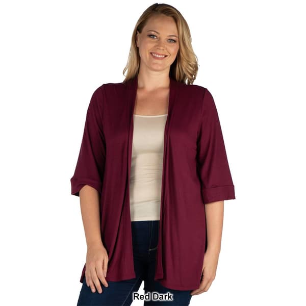 Plus Size 24/7 Comfort Apparel Extended Length Open Cardigan