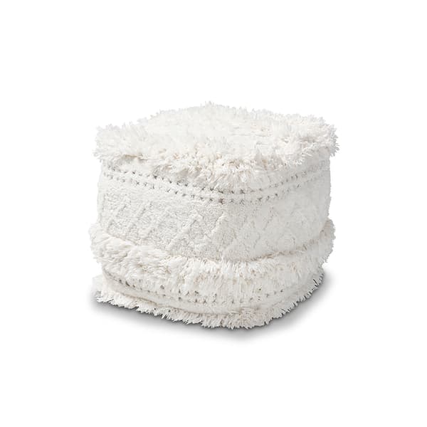 Baxton Studio Curlew Handwoven Cotton Pouf Ottoman