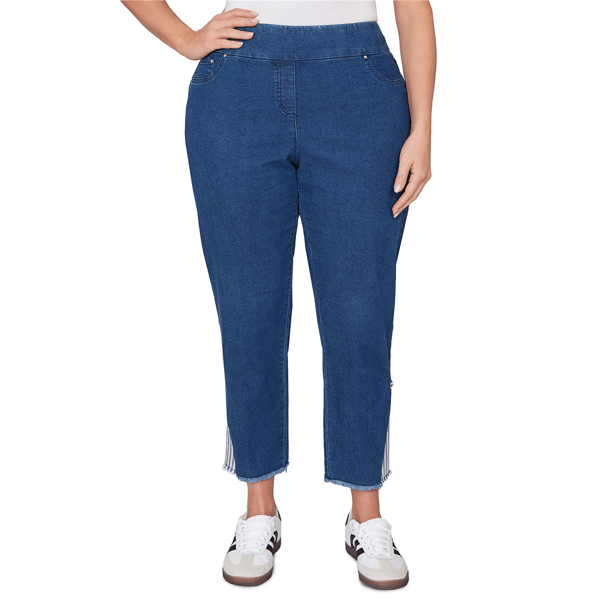 Women''s Ruby Rd. Set Sail Nautical Stripe Inset Slim Fit Jean - image 