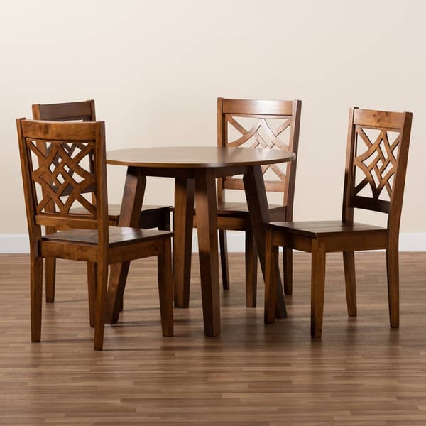 Baxton Studio Rava Walnut Brown Finished Wood 5pc. Dining Set