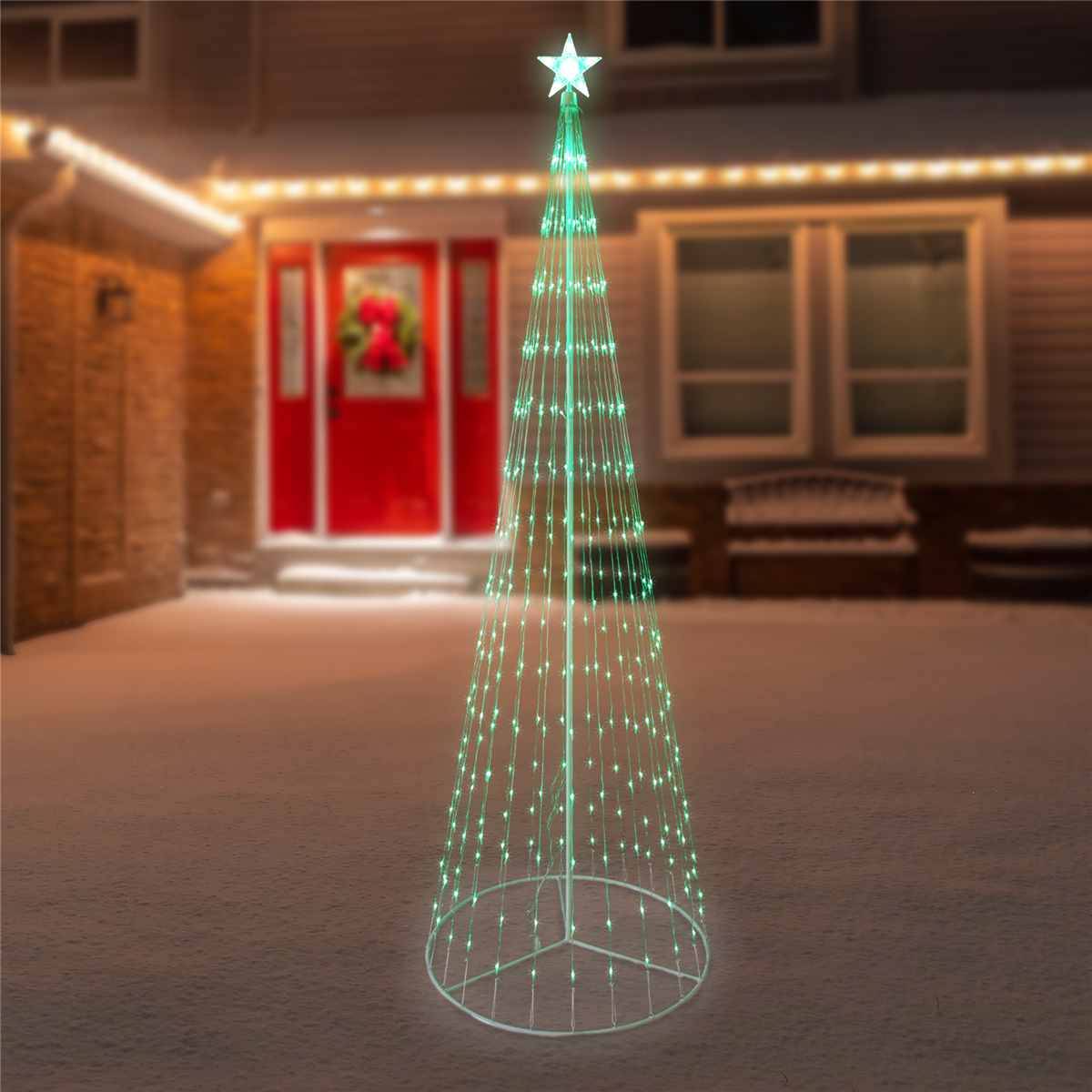 Northlight 9ft. Lighted LED Multi-Function Outdoor Cone Tree