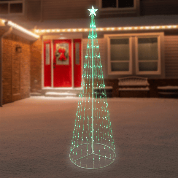 Northlight 9ft. Lighted LED Multi-Function Outdoor Cone Tree - image 