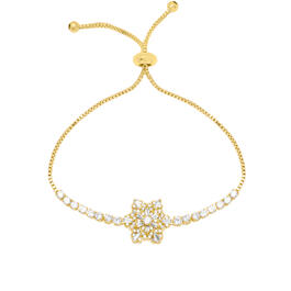 Gold Plated Cubic Zirconia Snowflake Adjustable Bracelet