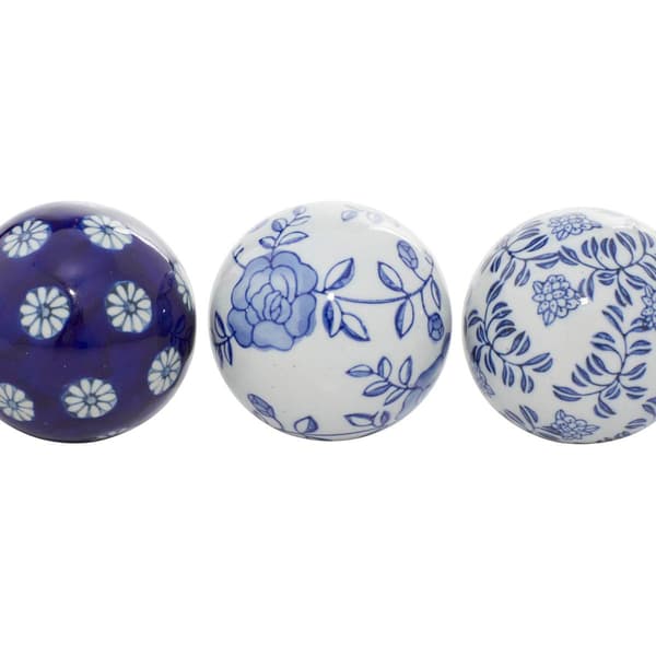 9th & Pike&#174; Vintage Style Blue Ceramic Decorative Balls-Set of 6