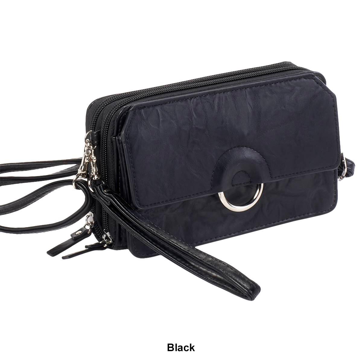 Bueno Double Zip Ring Crossbody Wallet On A String
