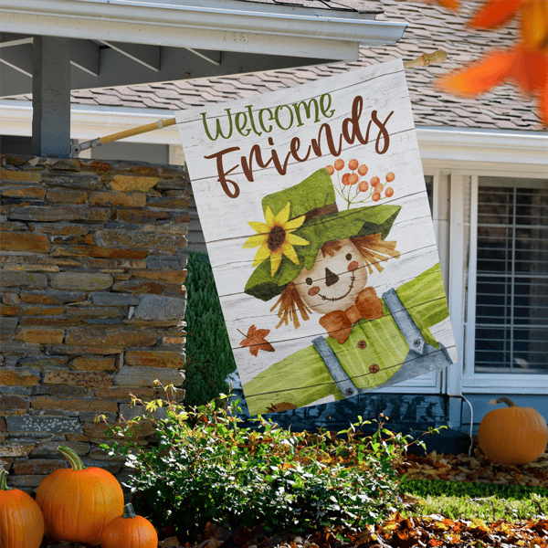 Northlight Scarecrow "Welcome Friends" Fall Harvest House Flag