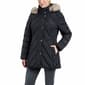 Petites London Fog Chevron Puffer Coat with Faux Fur Trimmed Hood - image 1