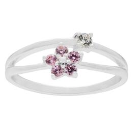 Marsala Sterling Silver Pink CZ Flower Ring
