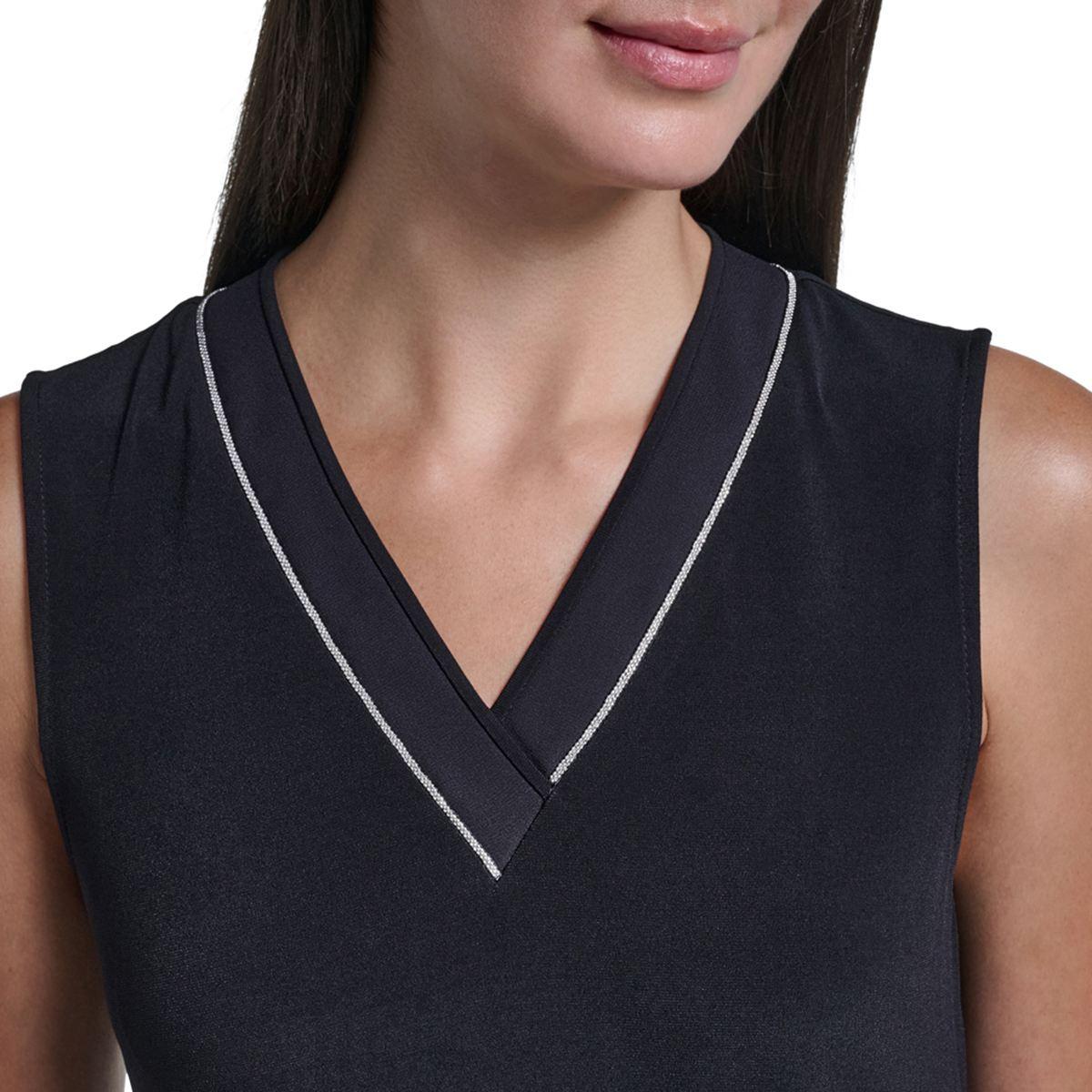Womens Calvin Klein Rhinestone Trim V-Neck Sweater Vest