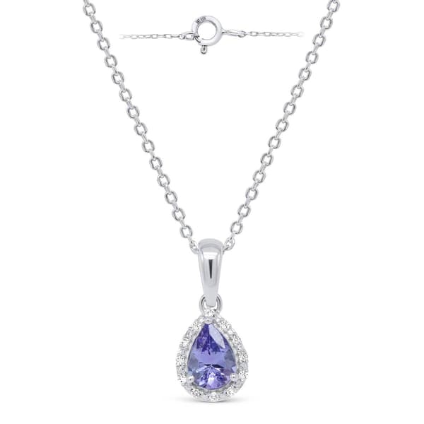 Gemstone Classics(tm) Natural Tanzanite Lab Grown  Diamond Pendant - image 