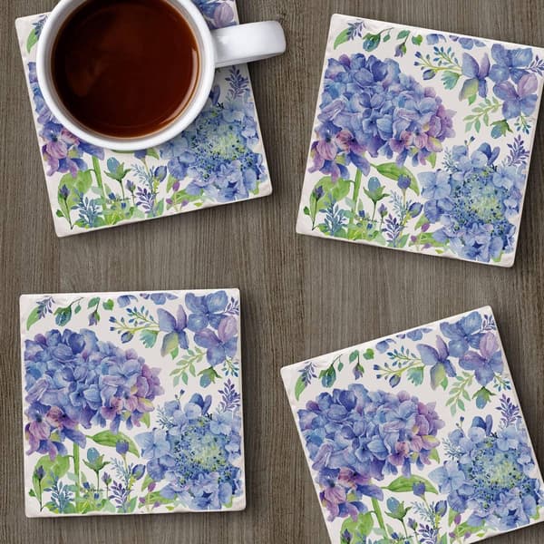 4pk. Beautiful Hydrangea Square Coaster Set