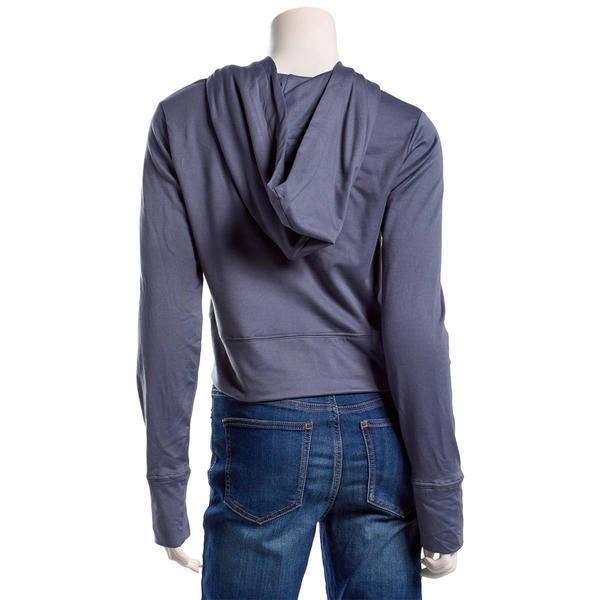 Juniors No Comment Fleece Back Screen Zip Up Hoodie -Grisaille