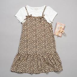 Girls (7-12) BTween® Short Sleeve Tee w/ Leopard Ruffle Jumper