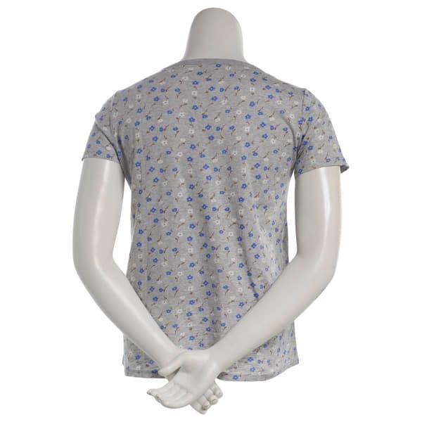 Petite Architect® Short Sleeve V Neck Ditsy Floral Tee