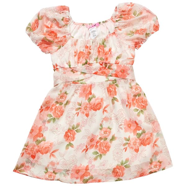 Girls &#40;7-16&#41; paper doll Puff Sleeve Chiffon Floral Midi Dress - image 