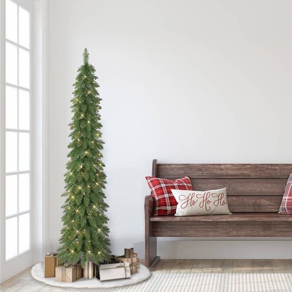 Puleo International 6ft. Pre-Lit Artificial Pencil Christmas Tree