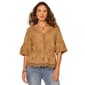 Womens Democracy Bubble Sleeve Ruffle Split Neck Woven Top - image 1