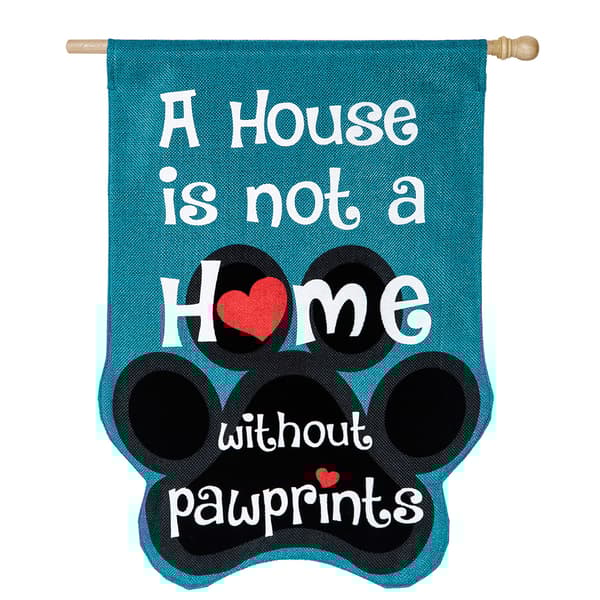 Evergreen Paw Prints Burlap Garden Flag - image 