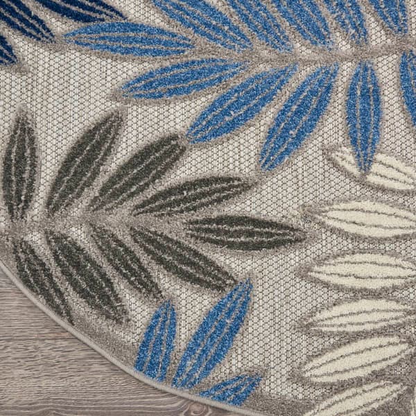 Nourison Aloha Leaf Print Round Rug