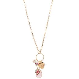 Ashley Paperclip Link Chain Necklace w/ Charm Cluster Pendant