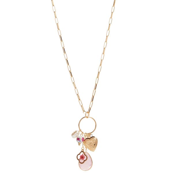 Ashley Paperclip Link Chain Necklace w/ Charm Cluster Pendant - image 