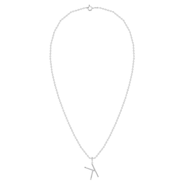 Nova Star® Sterling Silver Lab-Grown Diamond Initial K Pendant