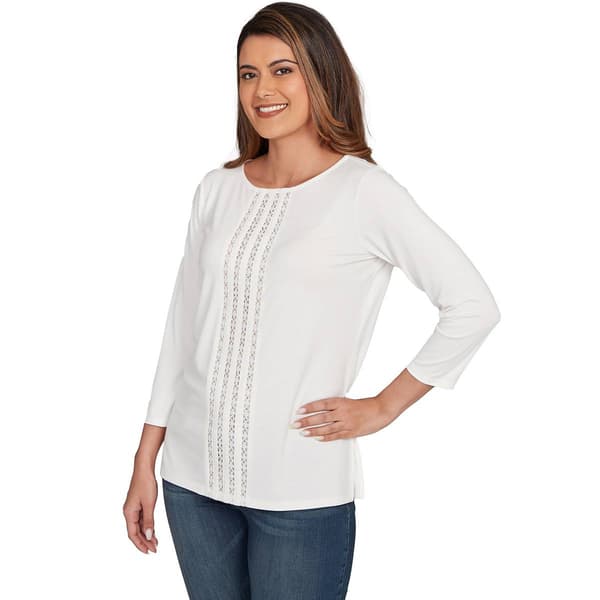 Womens Ruby Rd. New Neutrals Embellished Solid Knit Blouse