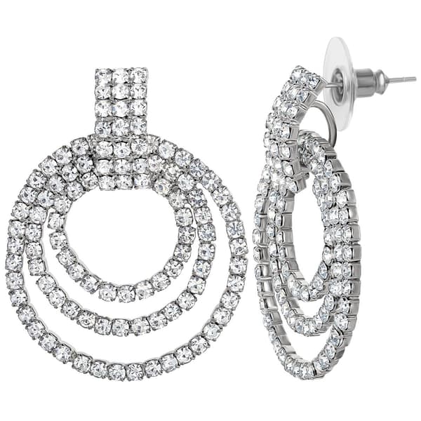 Jessica Simpson Imitation Rhodium Rhinestone Doorknocker Earrings - image 