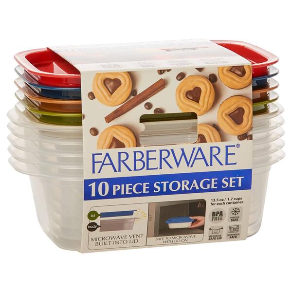 Farberware&#40;R&#41; 10pc. Rectangle Storage Set with Dark Lids - image 