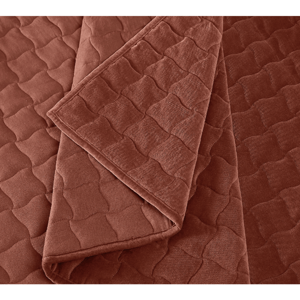 Brooklyn Loom Matte Cotton Velvet Wavy Square 3pc. Quilt Set - image 