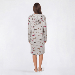 Plus Size Charmour Long Sleeve Cozy Puppies Hooded Nightshirt