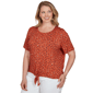 Plus Size Emaline Key Items Short Sleeve Abstract Tie Hem Blouse - image 3
