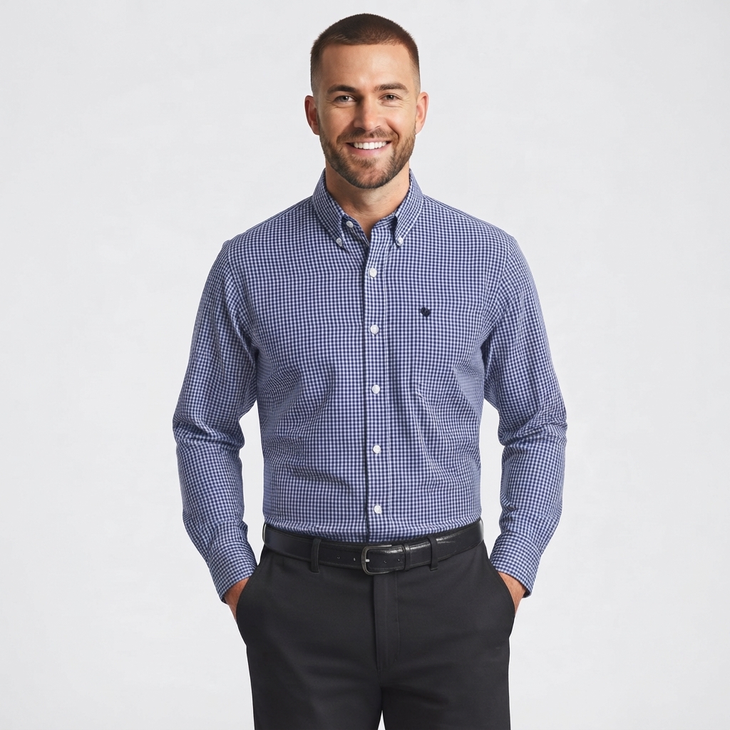 Mens Chaps Long Sleeve Stretch Plaid Button Down - Lightening