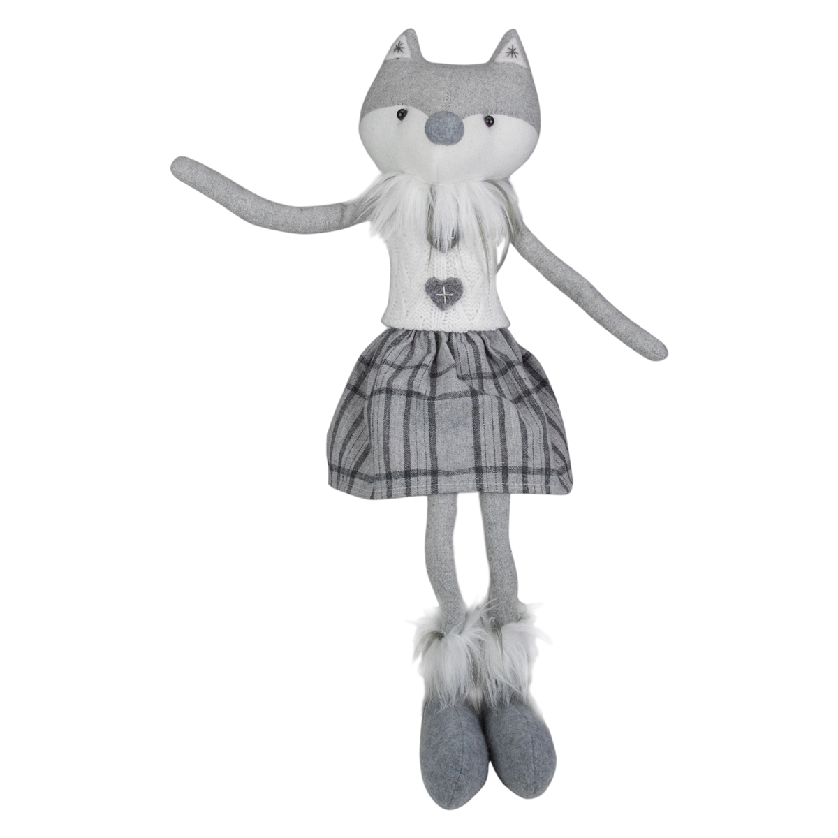 Northlight Girl Fox Sitting Christmas Figure with Dangling Legs