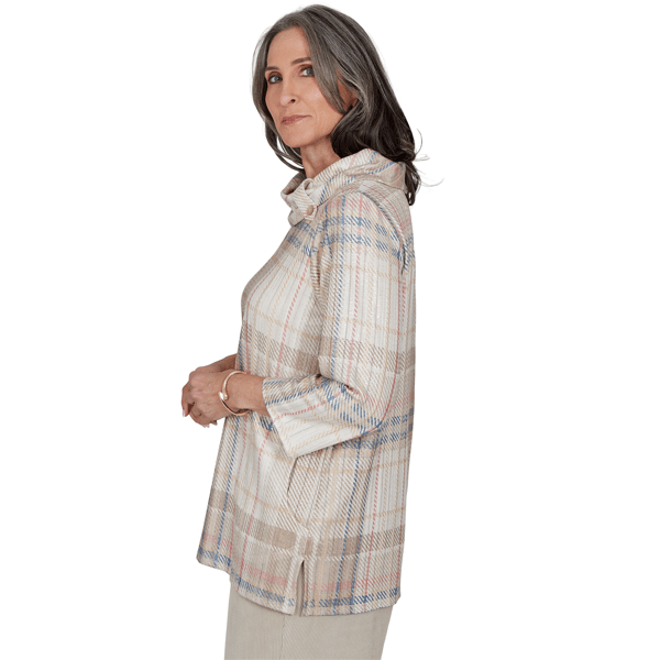 Petite Alfred Dunner Sunset Ridge Shimmer Plaid Sweater
