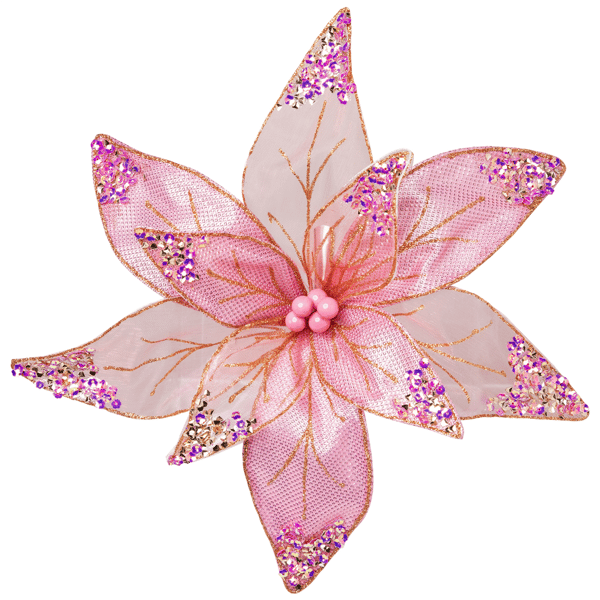 Northlight Glitter & Sequin Poinsettia Clip-on Christmas Ornament