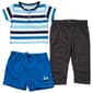 Baby Boy &#40;12-24M&#41; Quiltex&#40;R&#41; 3pc. Stripe Polo Shorts & Pants Set - image 1