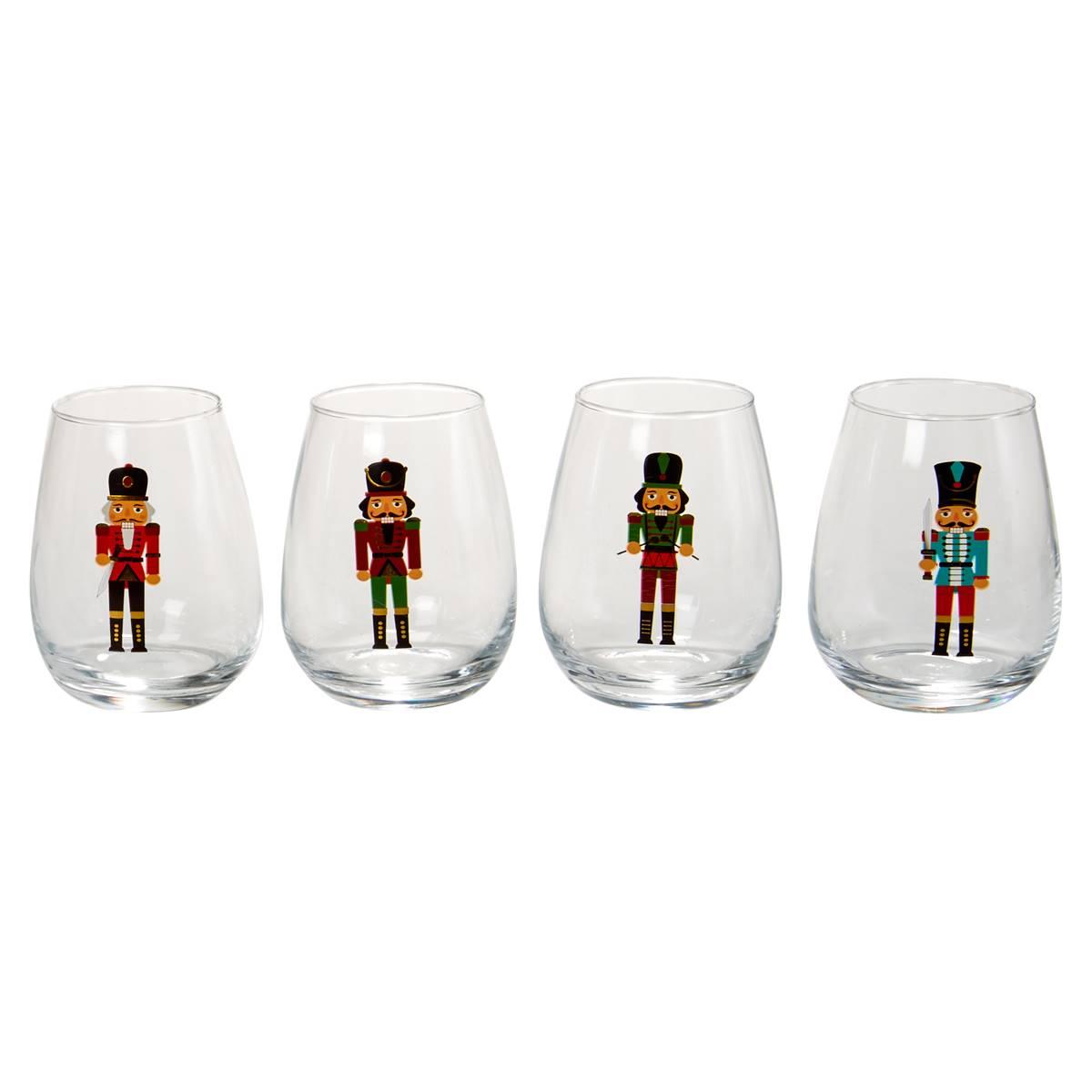 Home Essentials Nutcracker Stemless Glass - Set of 4