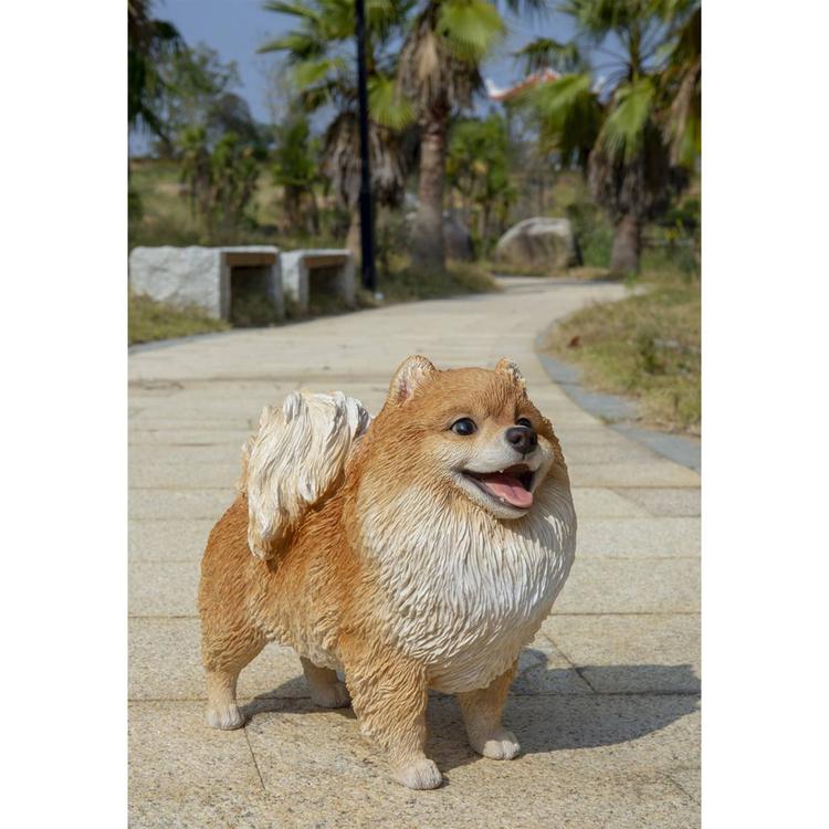 Hi-Line Gift Medium Standing Pomeranian Garden Statue