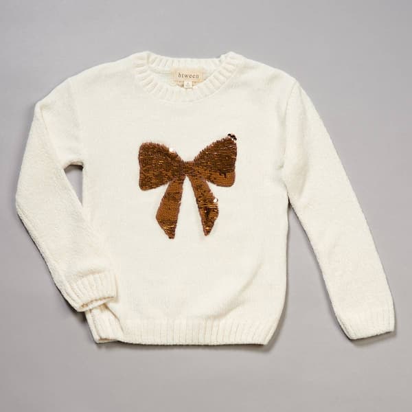 Girls &#40;4-6x&#41; BTween&#40;R&#41; Chenille Flip Sequin Bow Sweater - image 