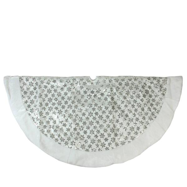 Northlight Seasonal 60in. Sequin  Snowflake Christmas Tree Skirt - image 