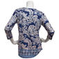 Womens OneWorld 3/4 Sleeve Geometric Floral Sublimation Tee - image 2