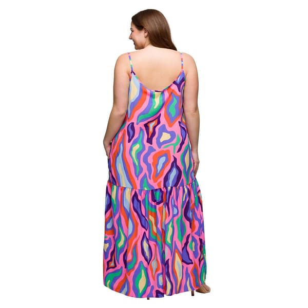 Plus Size 24/7 Comfort Apparel Multi Spaghetti Strap Dress