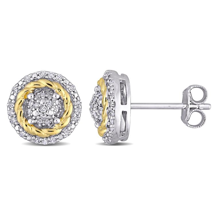 Diamond Classics(tm) Sterling Silver Floral Halo Earrings