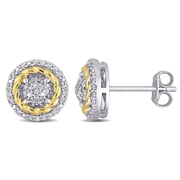 Diamond Classics&#40;tm&#41; Sterling Silver Floral Halo Earrings