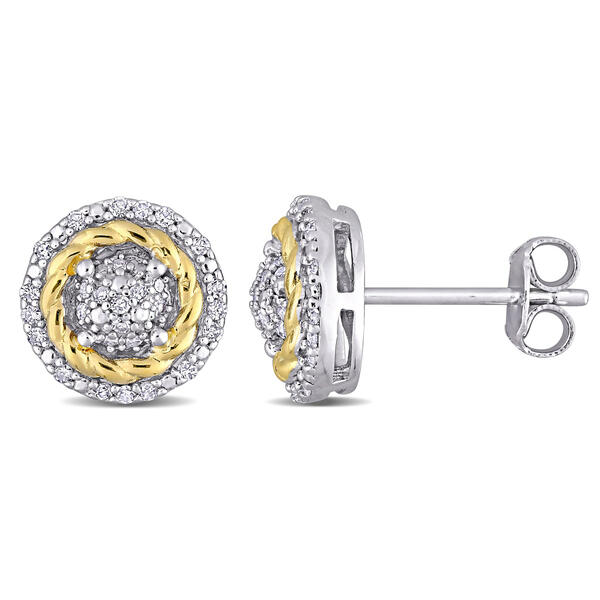 Diamond Classics&#40;tm&#41; Sterling Silver Floral Halo Earrings - image 