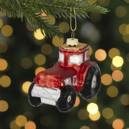Northlight 3.5in. Red & Gold Tractor Glass Christmas Ornament