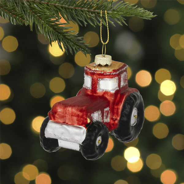 Northlight 3.5in. Red & Gold Tractor Glass Christmas Ornament