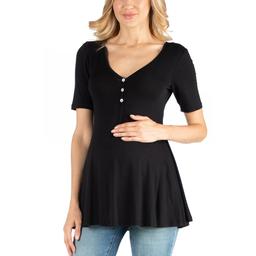 Plus Size 24/7 Comfort Apparel Maternity Tunic Top with Buttons