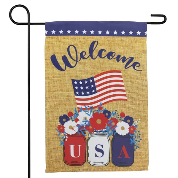 Northlight Seasonal "Welcome" Patriotic Mason Jars Garden Flag
